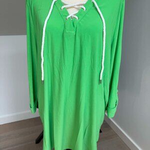 Slim Factor by Investments Green Lace-Up Tunic | XL | Nautical Rope Detail